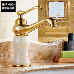 INPHIC-歐式金色全銅天然玉石水龍頭臺下盆仿古冷熱鍍金大理石臉盆水龍頭