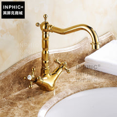 INPHIC-歐式水龍頭 金色 龍頭全銅浴室美式復古 臺盆臉盆 雙把仿古水龍頭