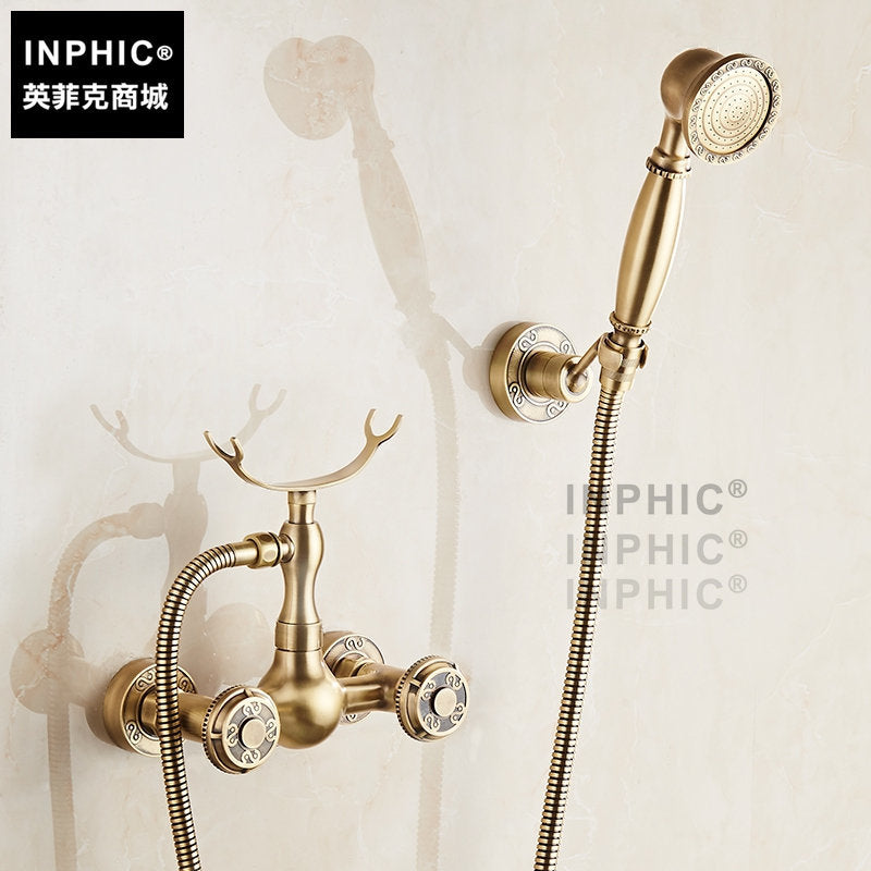 INPHIC-仿古全銅歐式仿古浴缸龍頭套裝雙把冷熱龍頭花灑浴室淋浴水龍頭