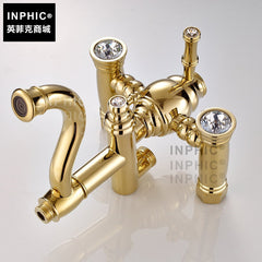 INPHIC-全銅歐式金色花灑噴頭升降淋浴花灑套裝冷熱水龍頭淋雨器鍍金
