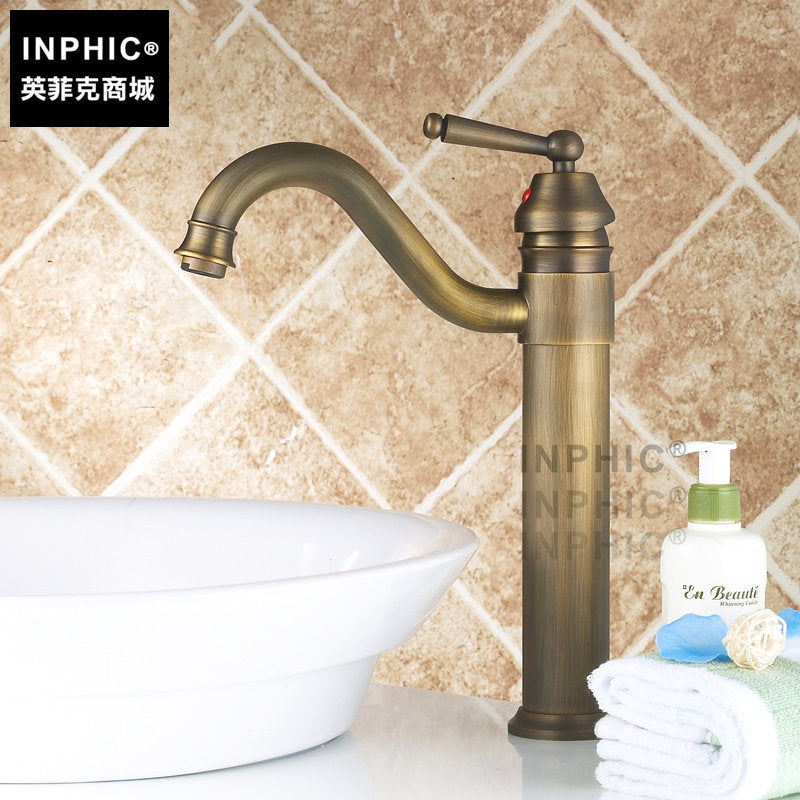 INPHIC-仿古臉盆龍頭 全銅冷熱 歐式衛浴水龍頭可旋轉
