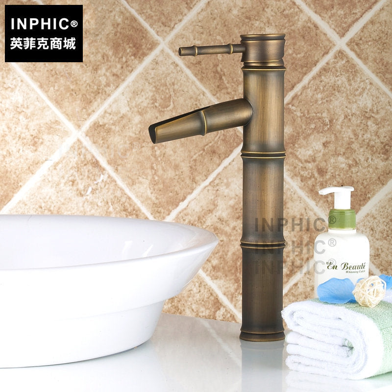 INPHIC-仿古龍頭全銅歐式臉盆冷熱水龍頭 臺上盆 竹節加高