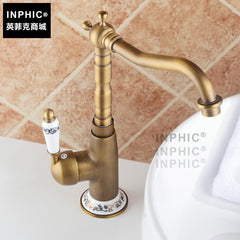 INPHIC-仿古全銅臺上盆青花瓷冷熱龍頭 廚房臉盆可旋轉水龍頭