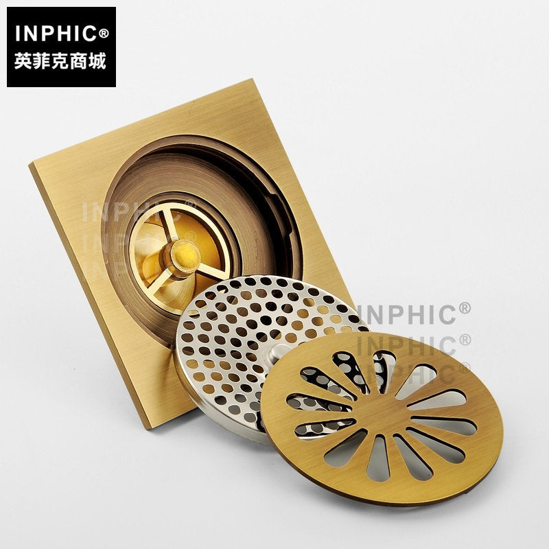 INPHIC-仿古地漏水溝蓋 全銅 地漏水溝蓋 防臭 洗衣機廁所地漏水溝蓋防臭三通 地漏水溝蓋
