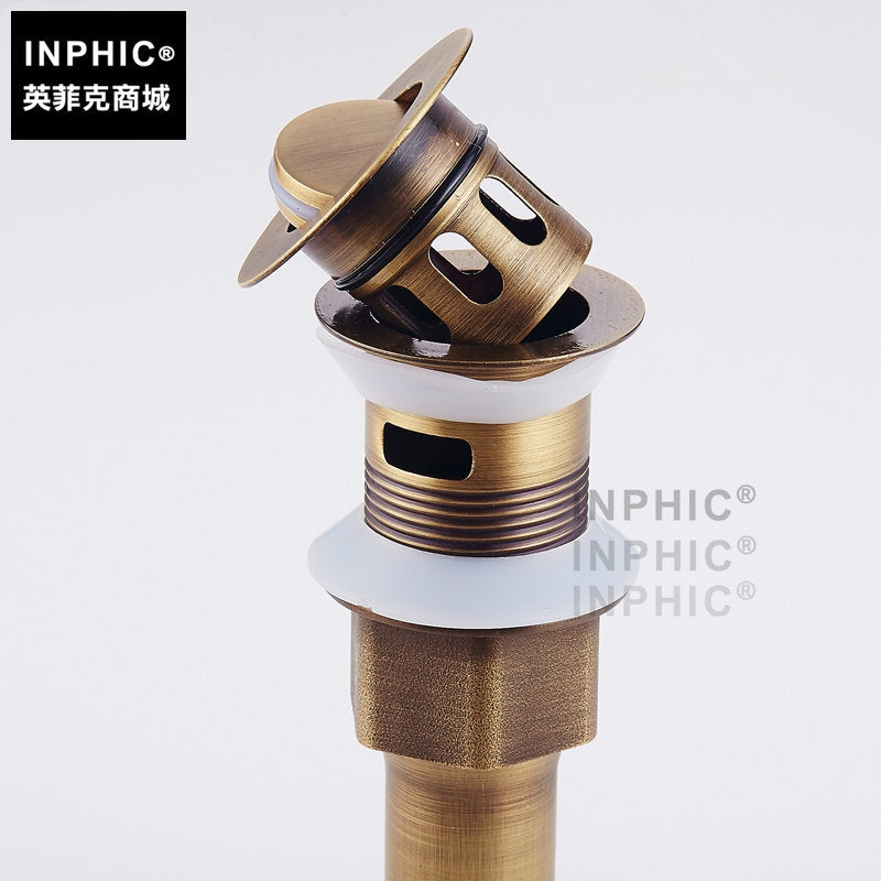 INPHIC-全銅仿古翻板下水器 歐式復古 臉盆洗臉盆去水器 洗手盆臺盆落水