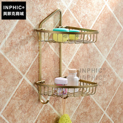 INPHIC-歐式復古 全銅仿古浴室衛浴雙層置物架壁掛三角籃廁所 浴室壁掛擺飾