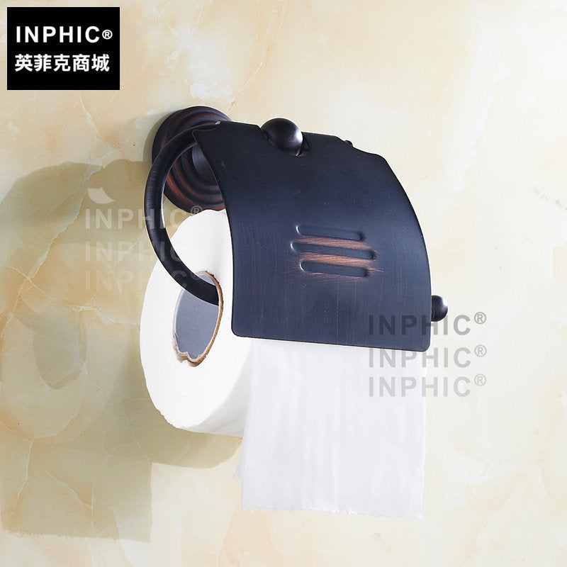 INPHIC-全銅紙巾盒廁紙盒廁所復古創意廁所卷紙架廁所紙巾架仿古黑