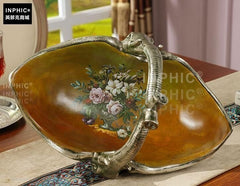 INPHIC-美式象頭果籃 復古奢華家居裝飾品 客廳乾果盤歐式水果盤-百年好合象頭果籃