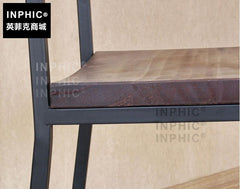 INPHIC-美式鄉村實木鐵藝復古餐桌椅休閒小椅子仿古單人電腦靠背方椅