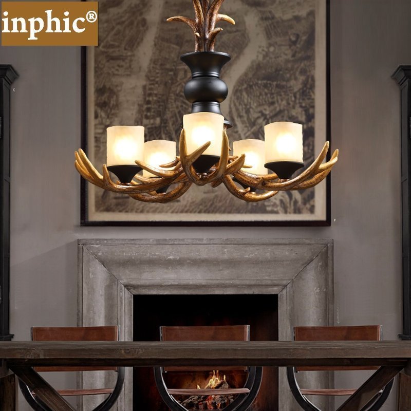 INPHIC-美式鄉村吊燈復古樹脂客廳燈大氣創意個性酒吧吊燈餐廳燈藝術燈具 5頭