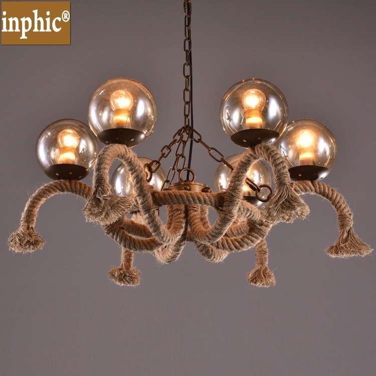 INPHIC-圓球麻繩吊燈服裝店書房辦公室客廳臥室餐廳酒吧臺工業創意裝飾燈
