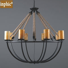 INPHIC-美式鄉村雲石吊燈復古歐式雲石蠟燭燈客廳餐廳吧臺酒店服裝店燈 5頭