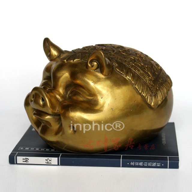 INPHIC-開運 開光純銅小金豬儲蓄罐擺件招財納福存錢罐工藝品家居裝飾品