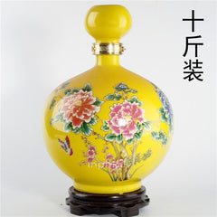 INPHIC-景德鎮十斤裝陶瓷酒瓶 10斤裝酒壇子 空酒具 大頭圓球 黃牡丹