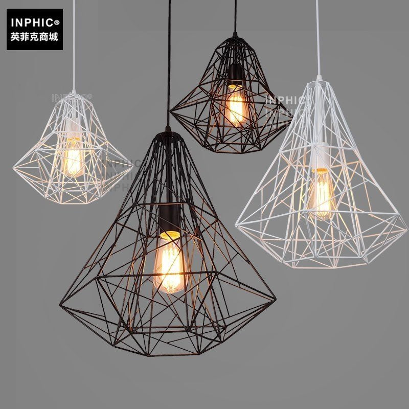 INPHIC-復古鐵藝鑽石鳥籠吊燈美式鄉村飯莊餐廳咖啡廳酒吧臺組合鳥巢吊燈 A款