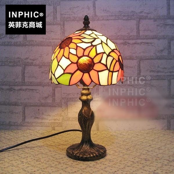 INPHIC-蒂凡尼燈飾燈具 帝凡尼田園向日葵臥室檯燈 彩色玻璃工藝燈具