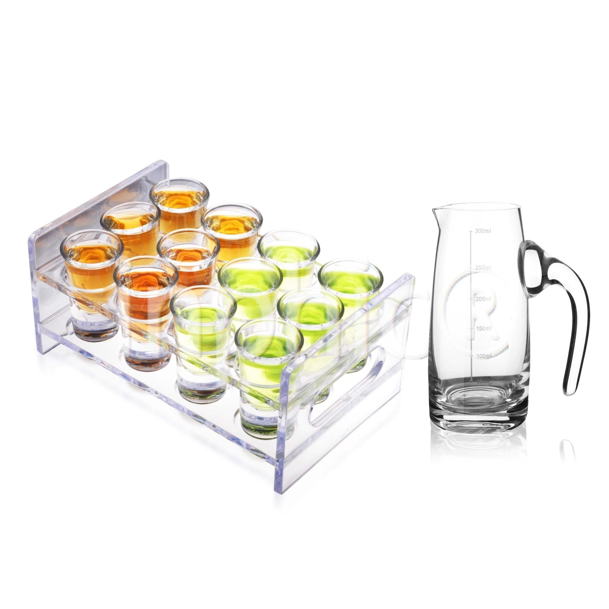 INPHIC-茶具 12頭厚底吞杯子彈杯架分酒器子彈杯架套裝白酒杯烈酒杯酒具套裝