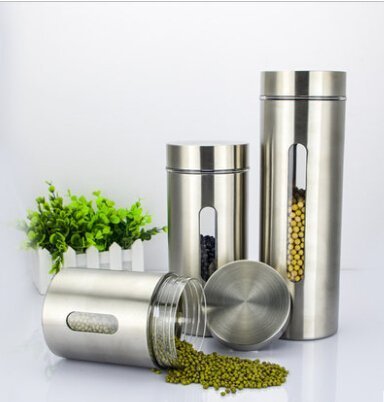 INPHIC-304不鏽鋼密封儲物罐 乾果茶葉零食品收納盒 透明廚房儲物 (小款)