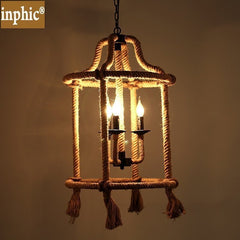 INPHIC-美式麻繩吊燈 復古創意麻繩燈籠吊燈餐廳酒吧臺客廳咖啡廳燈
