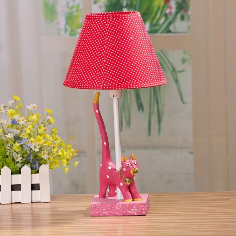 INPHIC-長尾靈貓創意檯燈布藝裝飾樹脂檯燈可愛動物兒童房床頭燈S