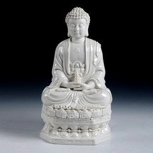 INPHIC-佛像 16吋玉白坐古蓮如來佛 德化傳統工藝品 家居擺飾