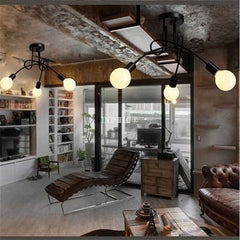 INPHIC-美式簡約創意餐廳客廳書房臥室個性LED服裝店吸頂燈吊兩用鐵藝燈 3頭