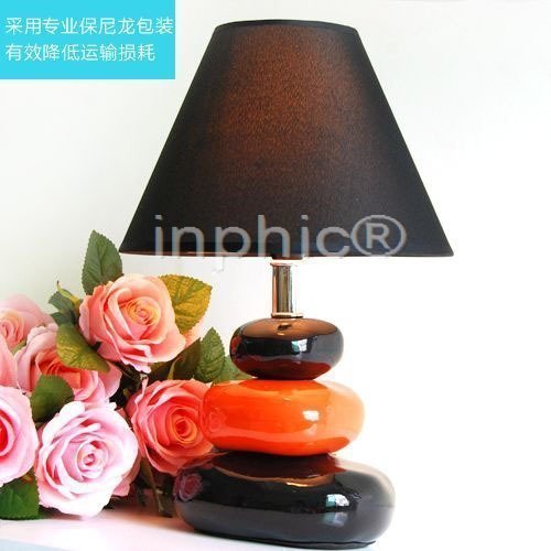 INPHIC-創意家居裝飾 黑橙陶瓷檯燈 鵝卵石客廳裝飾燈