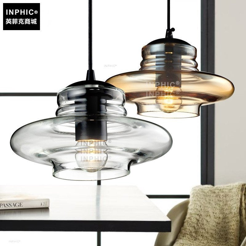 INPHIC-北歐現代餐廳燈吧臺復古玻璃個性咖啡廳單頭特色工業吊燈