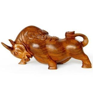 INPHIC-開運 木雕招財鬥牛 旺財牛氣沖天紅木工藝品生肖牛擺飾錦盒