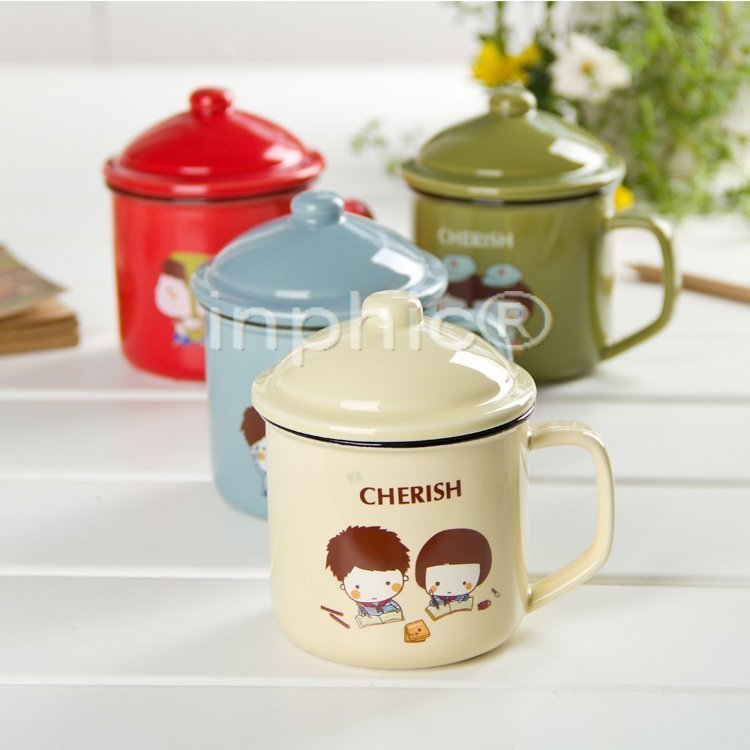 INPHIC-茶具 紅軍陶瓷杯仿搪瓷 人民路馬克杯 用咖啡杯 帶蓋復古杯