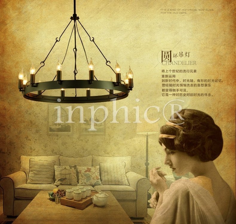 INPHIC-工業風復古圓桌吊燈美式鄉村田園餐廳客廳吊燈咖啡廳酒店酒吧燈具 可訂製顏色形狀