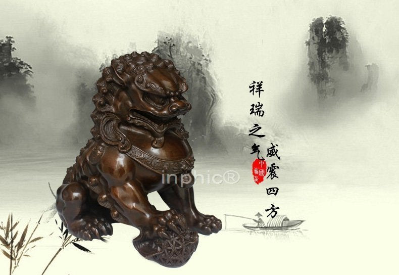INPHIC-開運 精品開光純銅獅子擺件一對無底宮門獅化煞仿古家居工藝品擺設