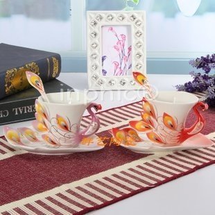 INPHIC-孔雀杯碟骨瓷陶瓷咖啡杯琺琅瓷創意杯子歐式杯送禮