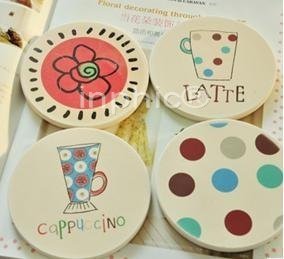 INPHIC-18款可選.軟木陶瓷.吸水防刮傷防滑杯墊圓形杯托.可愛隔熱墊 3入