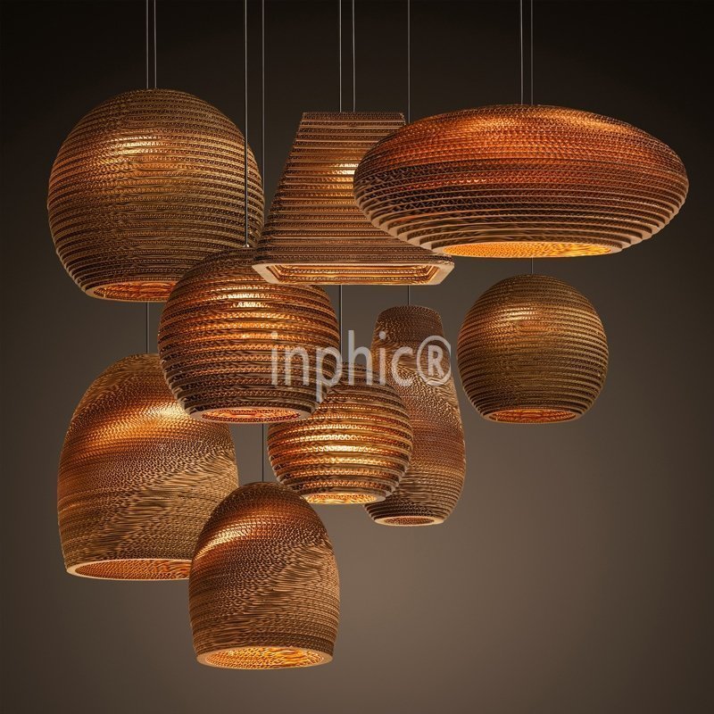 INPHIC-北歐   書房客廳餐廳裸湧吊燈臥室吧臺藝術瓦楞紙吊燈