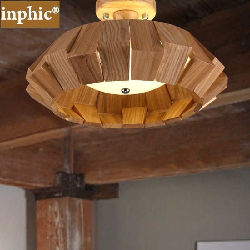 INPHIC-北歐設計師藝術創意個性燈具餐廳客廳臥室店鋪簡約木藝吸頂燈圓形 小款