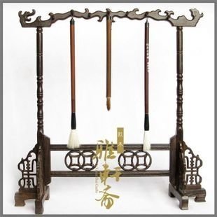 INPHIC-幾案紅木文房四寶雞翅木筆掛14針龍鳳筆架仿古毛筆架