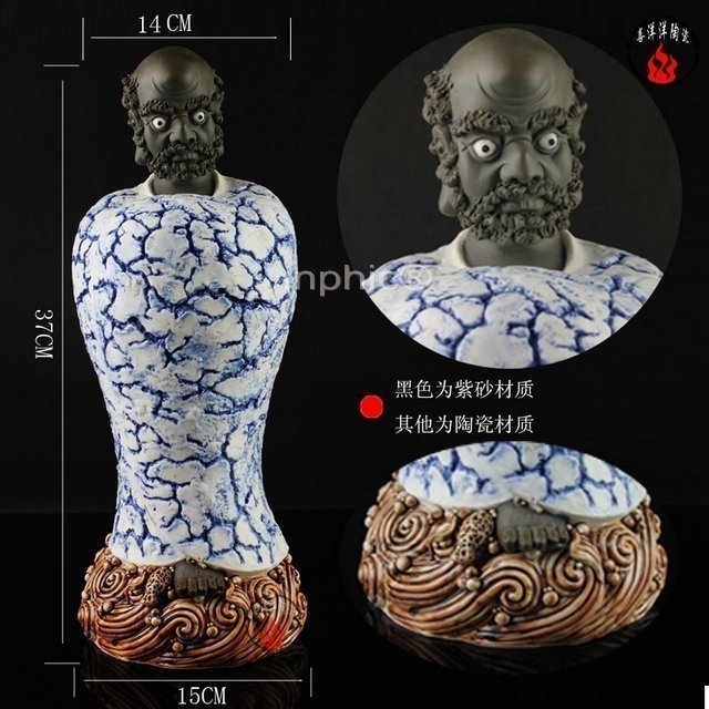 INPHIC-宗教 仿何朝宗瓷紫砂達摩佛像 渡海達摩祖師 佛教現代工藝擺飾新款