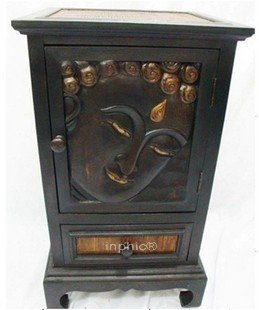 INPHIC-宗教 木雕 家居 飾品 泰國風格 柚木小櫃子 佛象 儲物櫃子