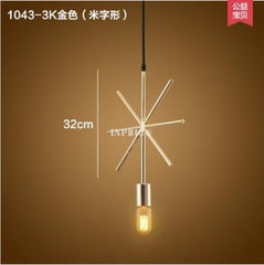 INPHIC-幾何北歐吊燈設計師藝術創意燈具餐廳酒吧服裝店簡約中式鐵藝吊燈 （米字形）