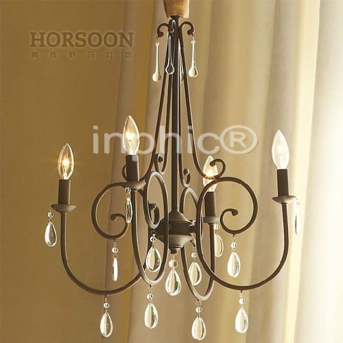 INPHIC-美式鄉村鐵啞黑色餐廳臥室書房飯藝廳客廳吊燈