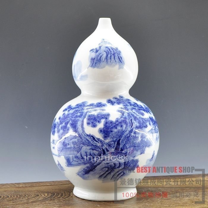 INPHIC-青花景德鎮 陶瓷山水《葫蘆》工藝擺飾 時尚古典家具花瓶擺設