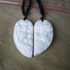 INPHIC-馬獅麟天然硨磲墜子 硨磲吊牌 白硨磲永結同心龍鳳對項鏈手吊墜