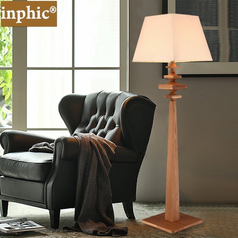 INPHIC-美式鄉村客廳落地燈現代簡約實木書房臥室床頭燈溫馨布藝落地臺燈