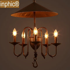 INPHIC-工業風創意吊燈鐵藝酒吧咖啡廳吧臺餐廳復古個性傘狀燈