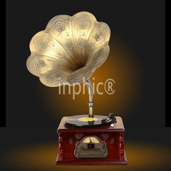 INPHIC-古典復古留聲機老式大喇叭電唱機復古黑膠CD唱片機