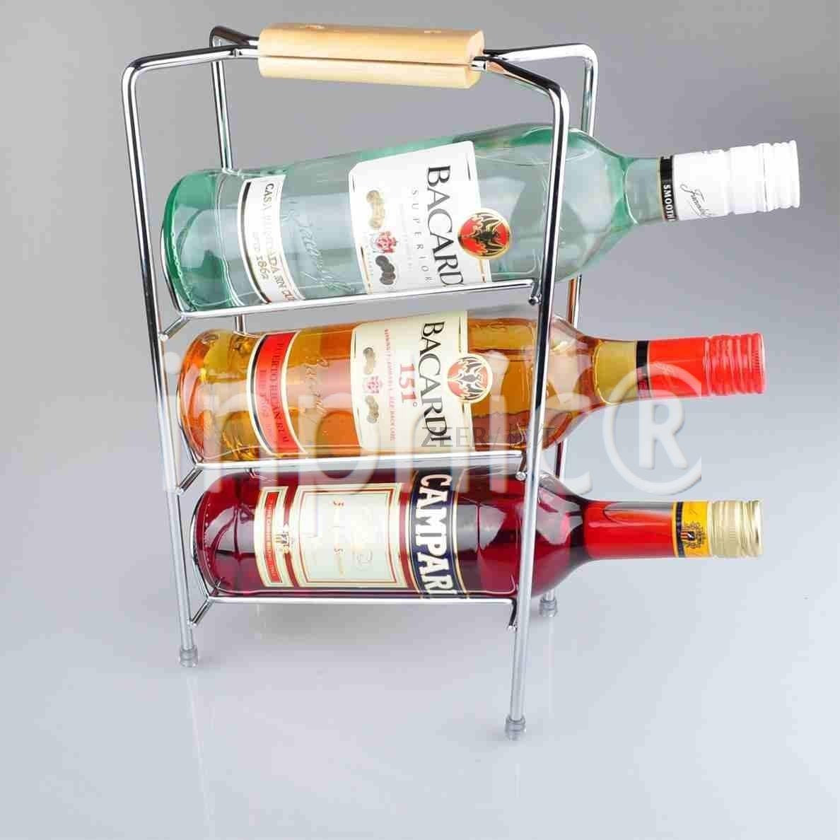 INPHIC-三層加粗鐵藝紅酒架 提籃酒架 實木手柄 創意 吧臺酒架