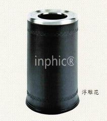 INPHIC-港式花邊不鏽鋼垃圾桶 飯店大廳專用大廳樓梯口ktv無蓋垃圾桶 黑色（浮雕）