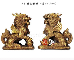 INPHIC-開運 開光純銅麒麟擺件招財避邪工藝品開業擺設風水家居裝飾品(一對)