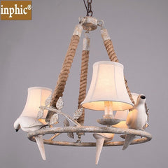INPHIC-美式鄉村鐵藝吊燈北歐吊燈簡約復古創意餐廳燈個性麻繩小鳥吊燈
